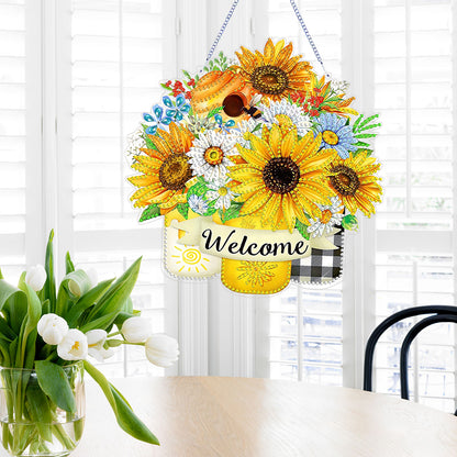 Double Sided Special Shaped 5D DIY Sunflower Bouquet Hanging Diamond Art Kits