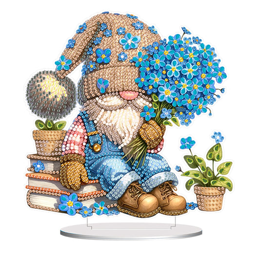 Acrylic Forget-Me-Not Gnome Desktop Diamond Art Kits Bedroom Table Decoration