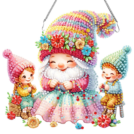 Acrylic Special Shaped Mothers Day Knitter Gnome Diamond Painting Hanging Decor