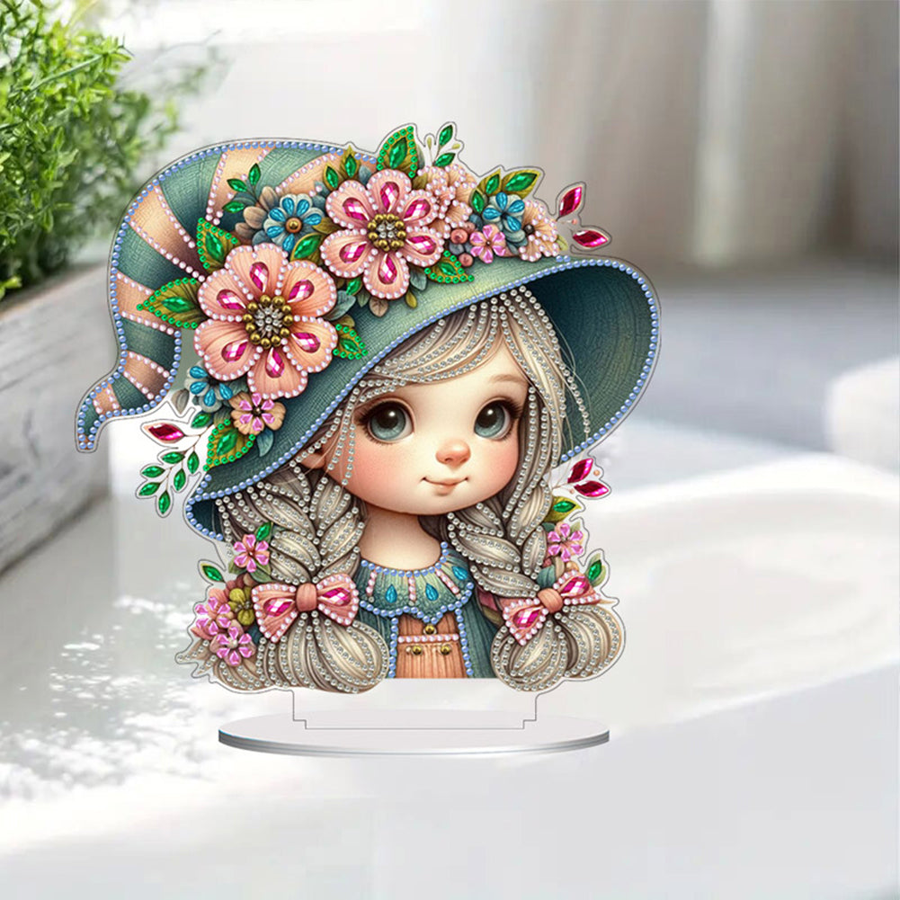 Double Side Special Shaped Cute Girl Diamond Painting Desktop Ornaments Kit