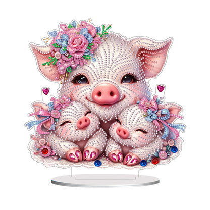 Double Side Special Shaped Cartoon Pig Diamond Painting Desktop Decorations