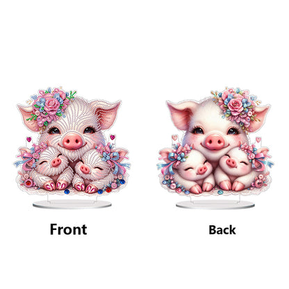 Double Side Special Shaped Cartoon Pig Diamond Painting Desktop Decorations