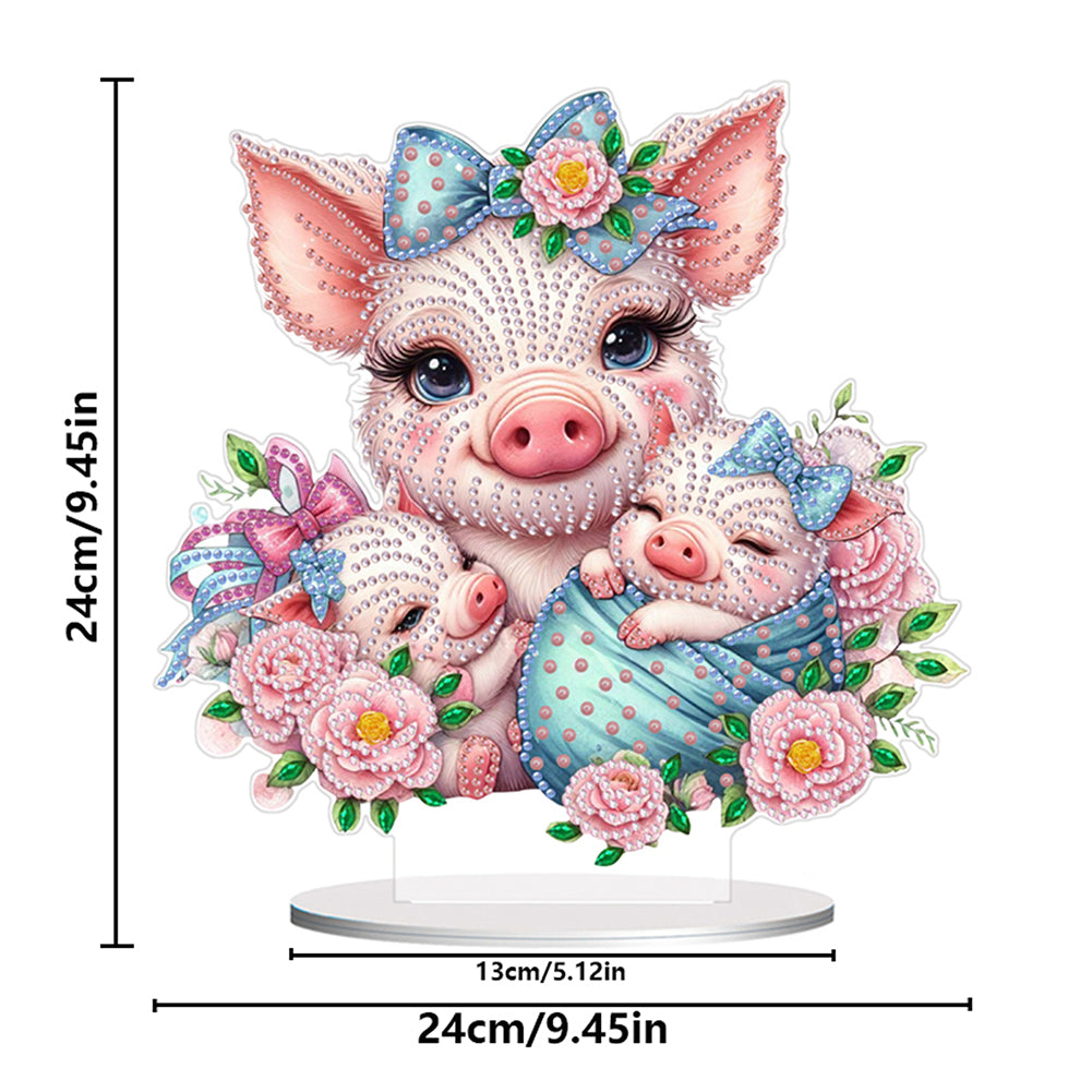 Double Side Special Shaped Cartoon Pig Diamond Painting Desktop Decorations