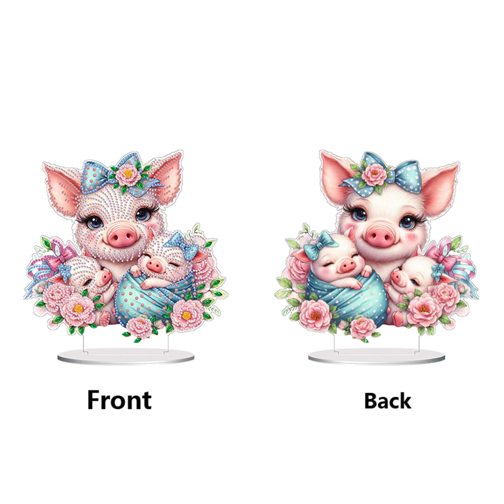 Double Side Special Shaped Cartoon Pig Diamond Painting Desktop Decorations