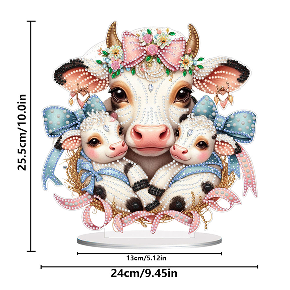 Double Side Special Shaped Cartoon Milk Cow Diamond Painting Desktop Decoration