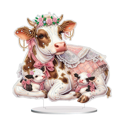 Double Side Special Shaped Cartoon Milk Cow Diamond Painting Desktop Decoration