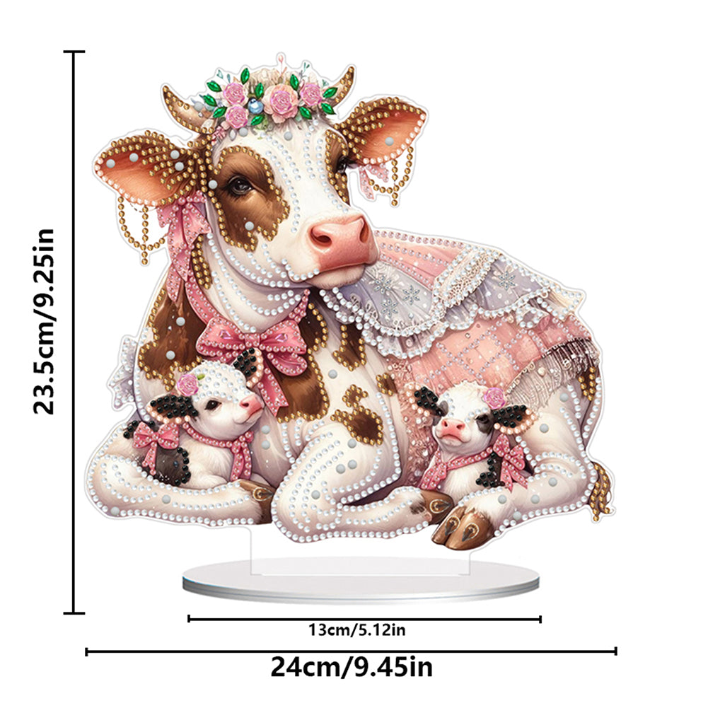Double Side Special Shaped Cartoon Milk Cow Diamond Painting Desktop Decoration