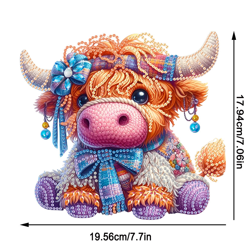 Acrylic Special Shaped Needle Highland Cattle 5D DIY Diamond Art Tabletop Decor