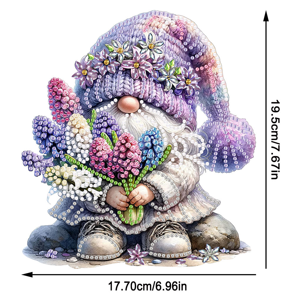 Acrylic Special Shaped Flower Gnome Diamond Painting Desktop Ornaments Kit