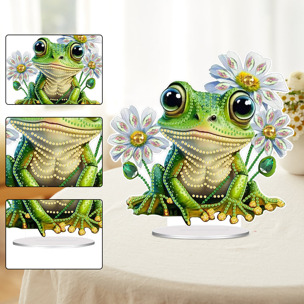 Acrylic Special Shaped Flower Frog 5D DIY Diamond Art Tabletop Decorations Kit