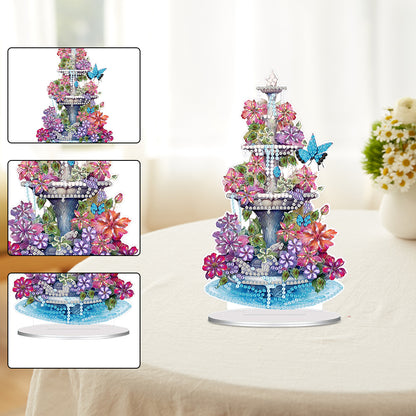 Acrylic Special Shaped Flower Fountain Table Top Diamond Painting Ornament Kits