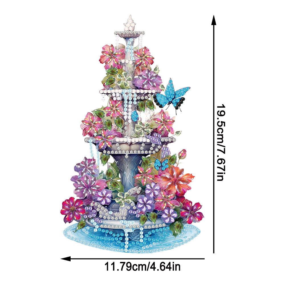 Acrylic Special Shaped Flower Fountain Table Top Diamond Painting Ornament Kits