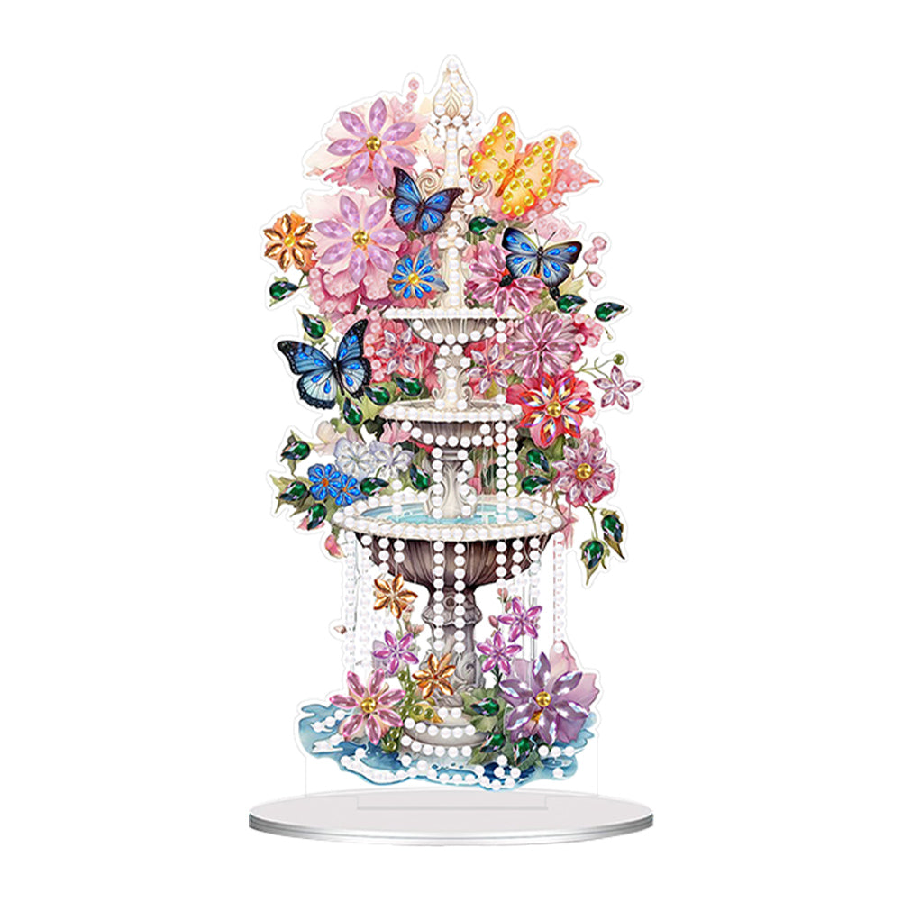 Acrylic Special Shaped Flower Fountain Table Top Diamond Painting Ornament Kits