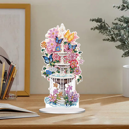 Acrylic Special Shaped Flower Fountain Table Top Diamond Painting Ornament Kits