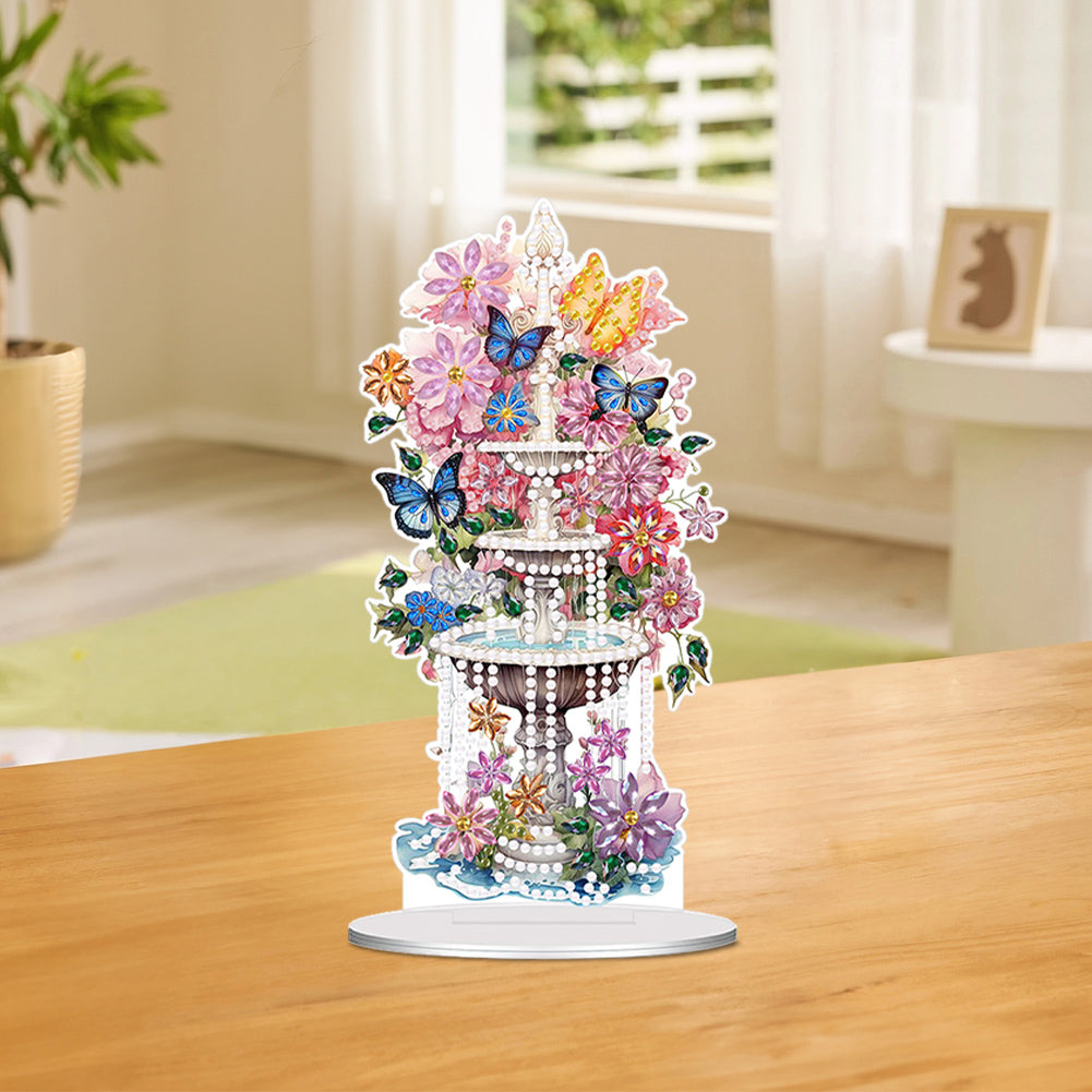 Acrylic Special Shaped Flower Fountain Table Top Diamond Painting Ornament Kits