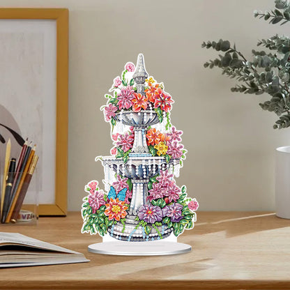 Acrylic Special Shaped Flower Fountain Table Top Diamond Painting Ornament Kits