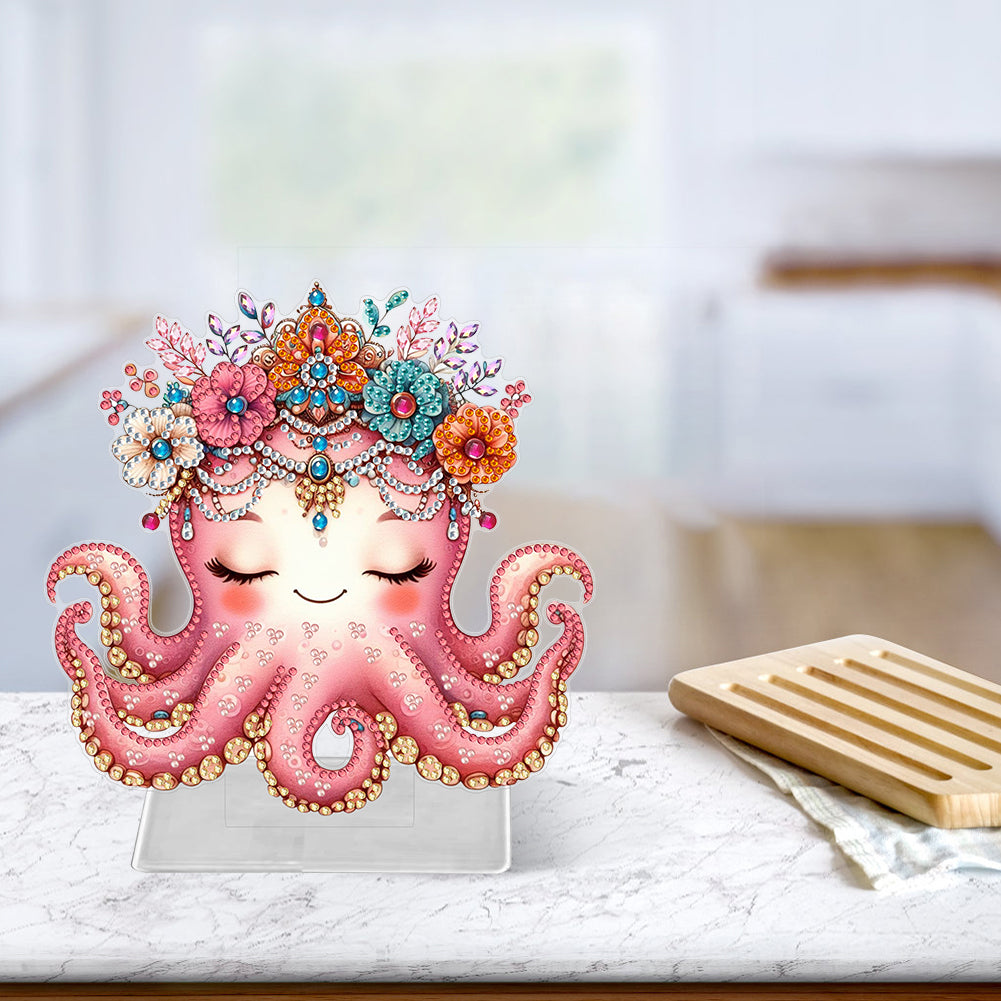 Marine Animal Special Shaped Diamond Painting Tabletop Ornaments Kit (Octopus)