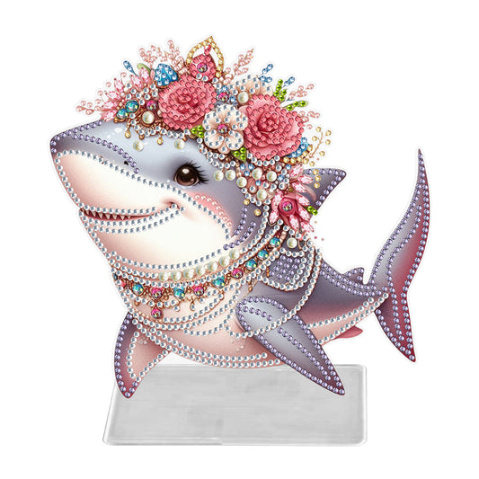 Marine Animal Special Shaped Diamond Painting Tabletop Ornaments Kit (Shark)