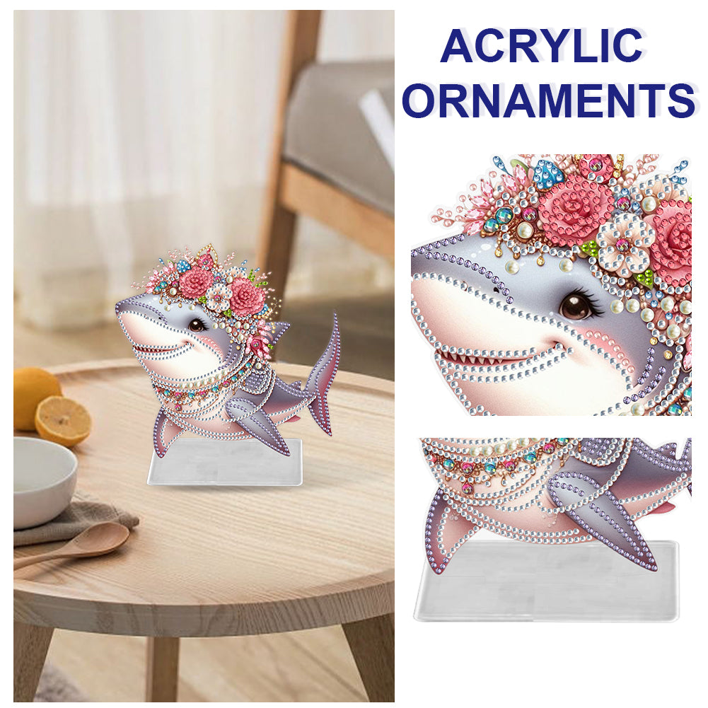 Marine Animal Special Shaped Diamond Painting Tabletop Ornaments Kit (Shark)