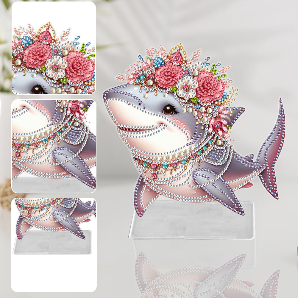 Marine Animal Special Shaped Diamond Painting Tabletop Ornaments Kit (Shark)