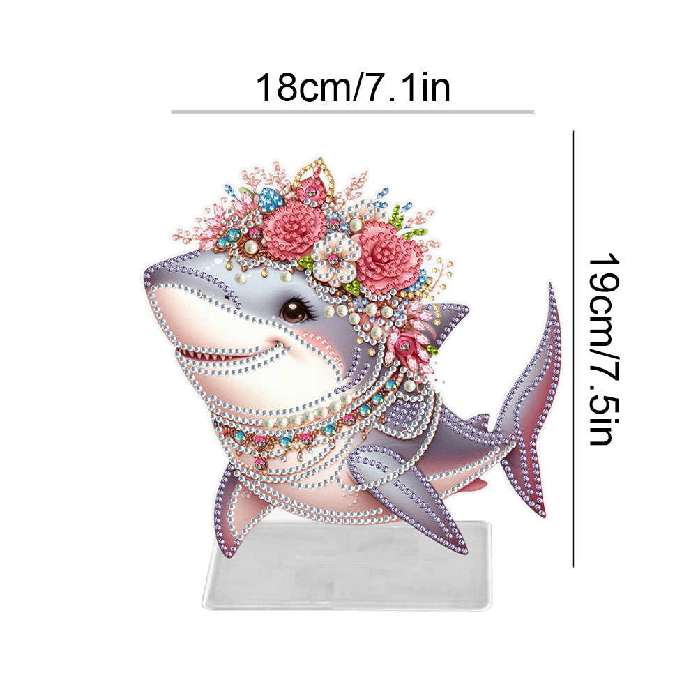 Marine Animal Special Shaped Diamond Painting Tabletop Ornaments Kit (Shark)