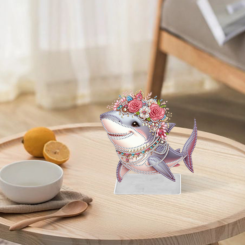 Marine Animal Special Shaped Diamond Painting Tabletop Ornaments Kit (Shark)