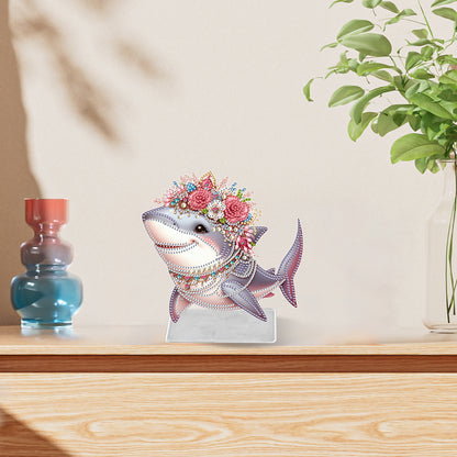 Marine Animal Special Shaped Diamond Painting Tabletop Ornaments Kit (Shark)