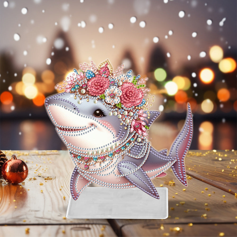 Marine Animal Special Shaped Diamond Painting Tabletop Ornaments Kit (Shark)