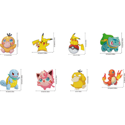 8Pcs Acrylic Double Sided Pokemon Diamond Painting Keychain for Beginners Adults