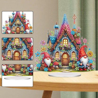 Acrylic Special Shaped Jungle Hut Diamond Painting Desktop Ornament for Beginner