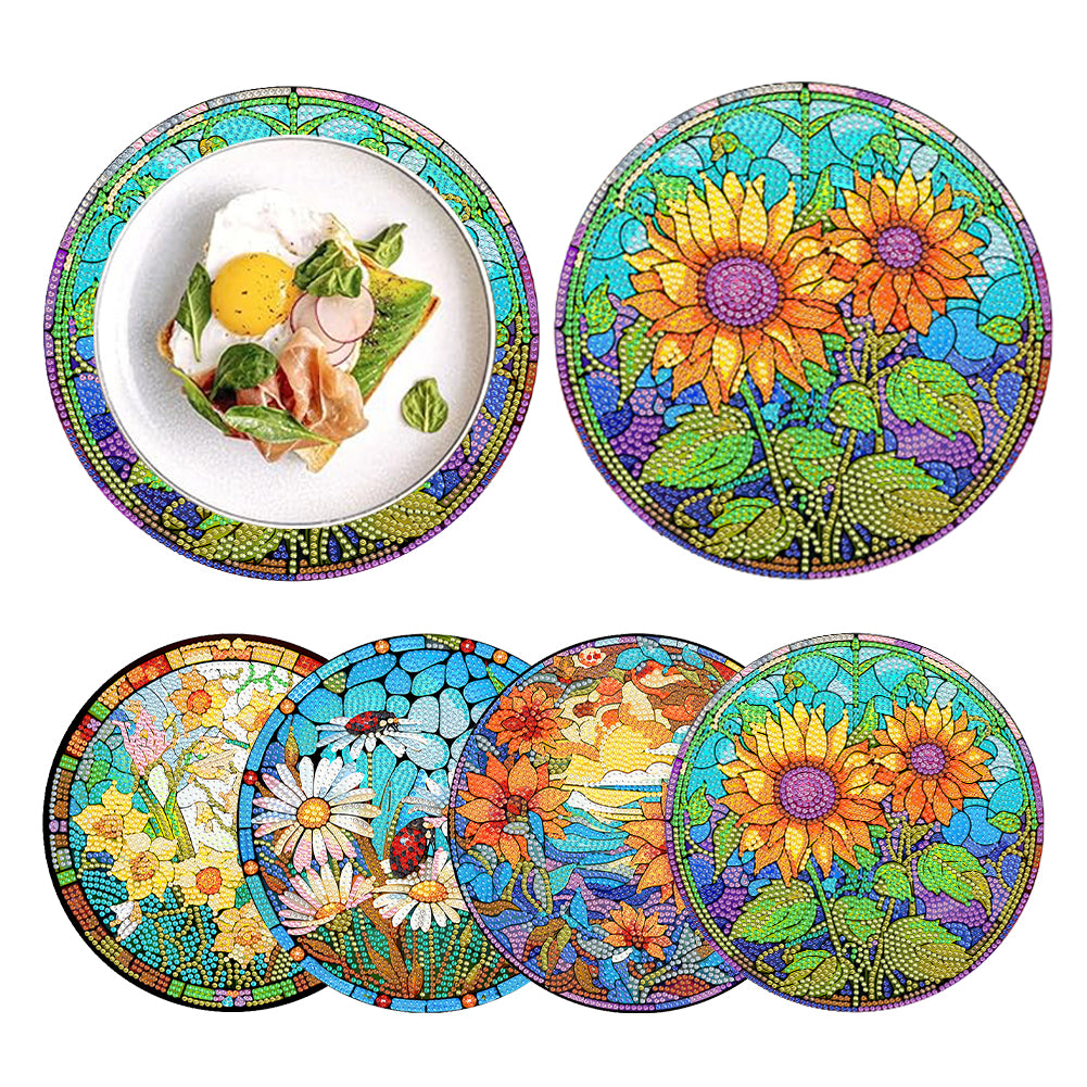 4Pcs Diamond Painting Coasters Bloom Flowers DIY Diamond Art Crafts Projects