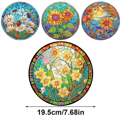 4Pcs Diamond Painting Coasters Bloom Flowers DIY Diamond Art Crafts Projects