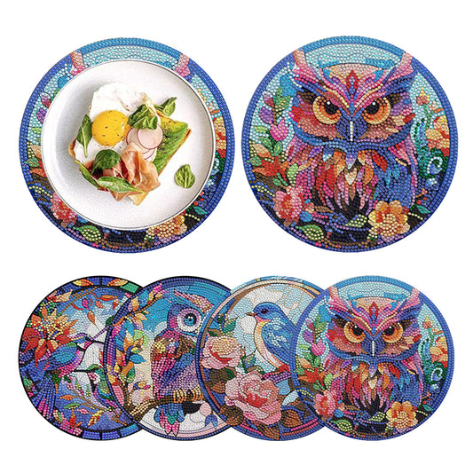 4Pcs Diamond Painting Coasters Colorful Animal DIY Diamond Art Crafts Projects