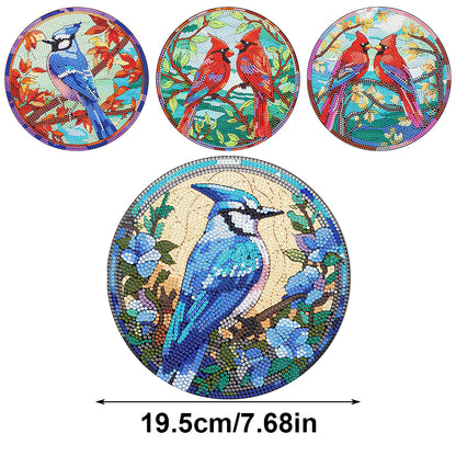 4Pcs Diamond Painting Coasters Bird In The Tree DIY Diamond Art Crafts Projects