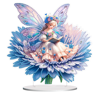 Acrylic Reading Flower Elf 5D DIY Diamond Painting Ornaments Kit for Home Decor