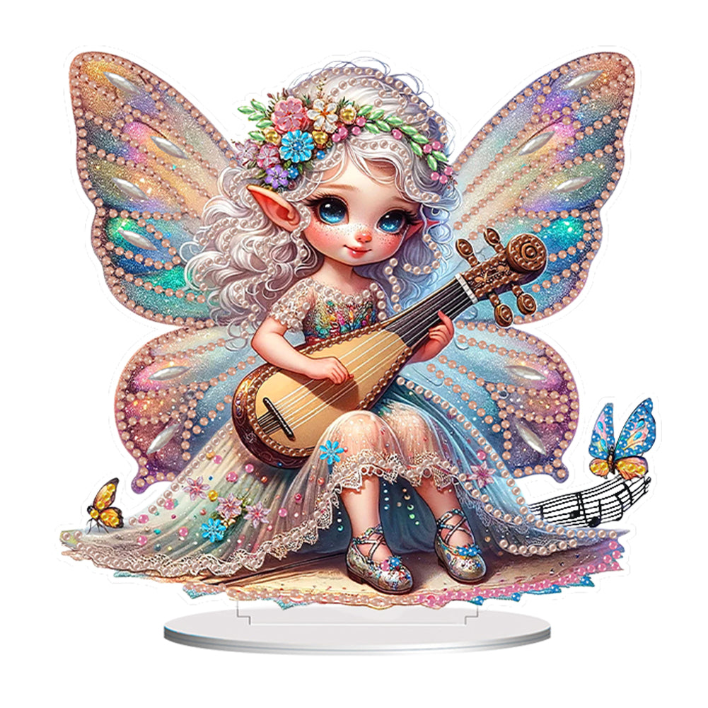 Acrylic Pipa Butterfly Girl 5D DIY Diamond Art Diamond Painting Desktop Ornament