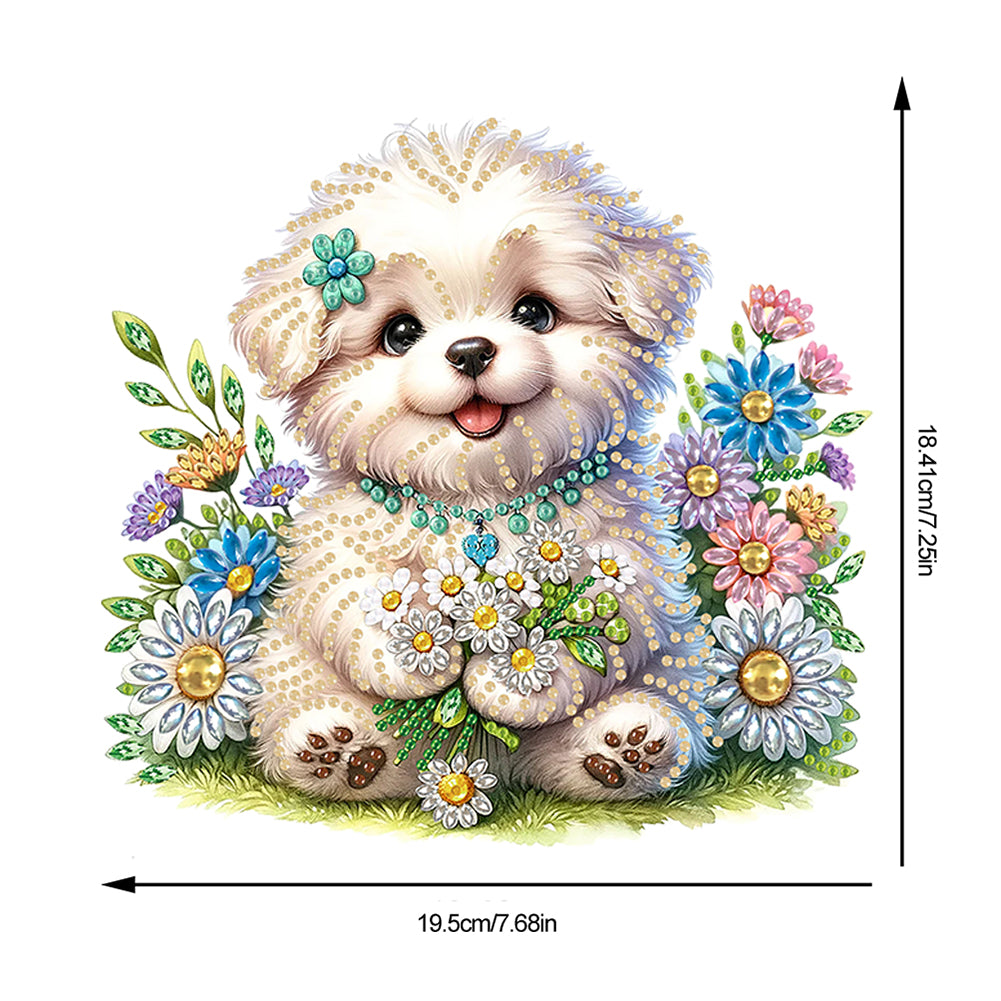 Acrylic White Puppy Table Top Diamond Painting Ornament Kits Bedroom Desk Decor