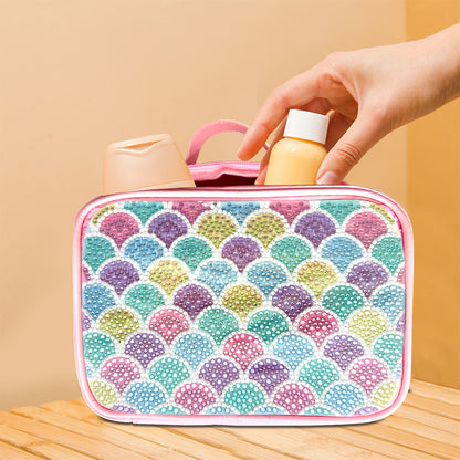 Shells Pattern 5D DIY Diamond Painting Makeup Bag Rhinestone Zipper Handbag