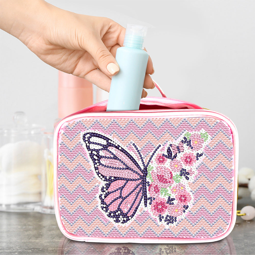 Butterfly Pattern 5D DIY Diamond Painting Makeup Bag Rhinestone Zipper Handbag