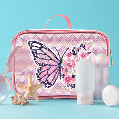 Butterfly Pattern 5D DIY Diamond Painting Makeup Bag Rhinestone Zipper Handbag