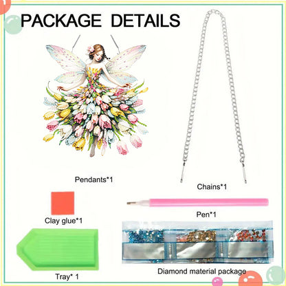 Acrylic Special Shaped Tulip Elf Girl Diamond Painting Hanging Home Decorations