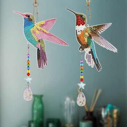 Suncatcher Hummingbird Diamond Painting Hanging Sign Double Sided (SMDZ301)