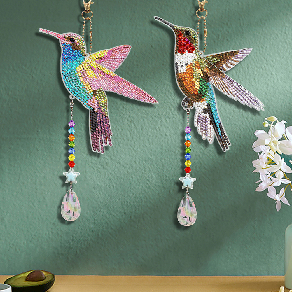 Suncatcher Hummingbird Diamond Painting Hanging Sign Double Sided (SMDZ301)