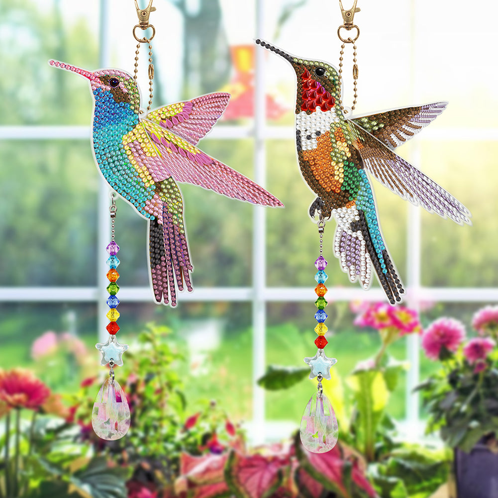 Suncatcher Hummingbird Diamond Painting Hanging Sign Double Sided (SMDZ301)