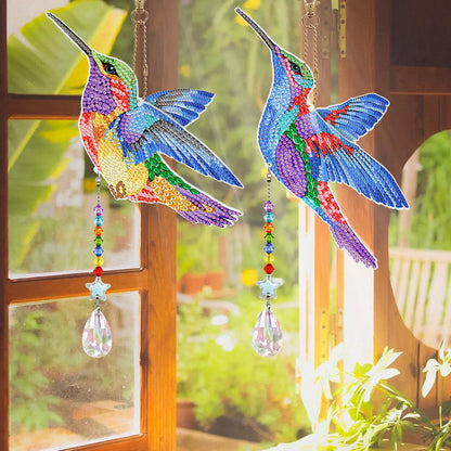 Suncatcher Hummingbird Diamond Painting Hanging Sign Double Sided (SMDZ302)