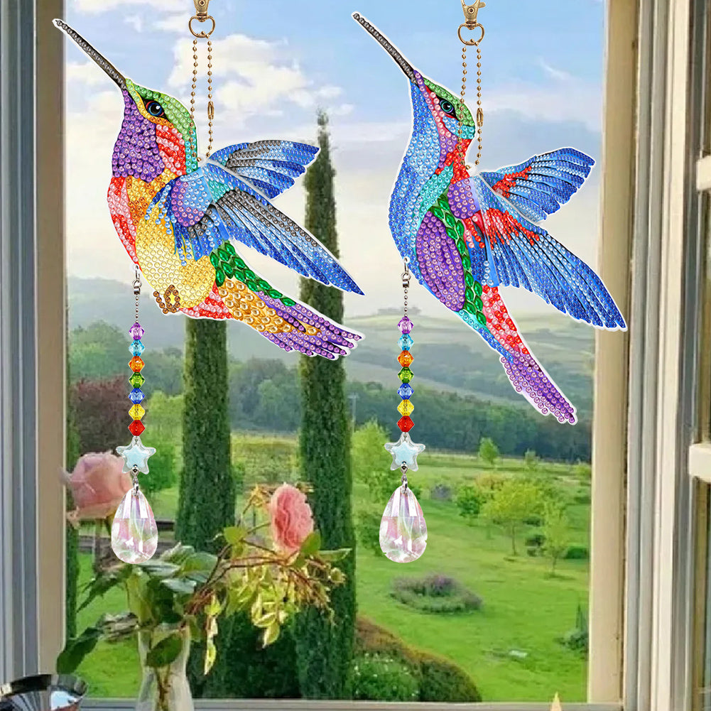 Suncatcher Hummingbird Diamond Painting Hanging Sign Double Sided (SMDZ302)