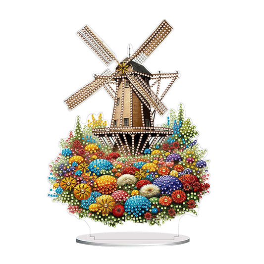 PVC Round Special Shaped Flower Windmill Diamond Painting Desktop Decorations