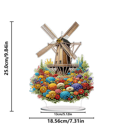 PVC Round Special Shaped Flower Windmill Diamond Painting Desktop Decorations