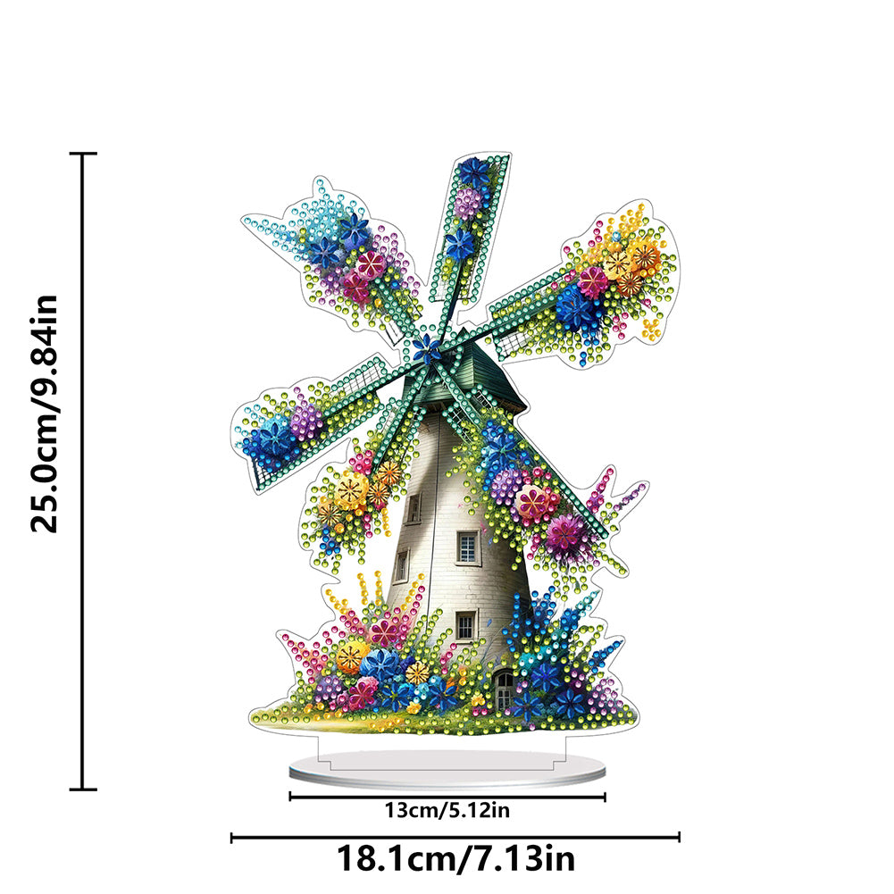 PVC Round Special Shaped Flower Windmill Diamond Painting Desktop Decorations