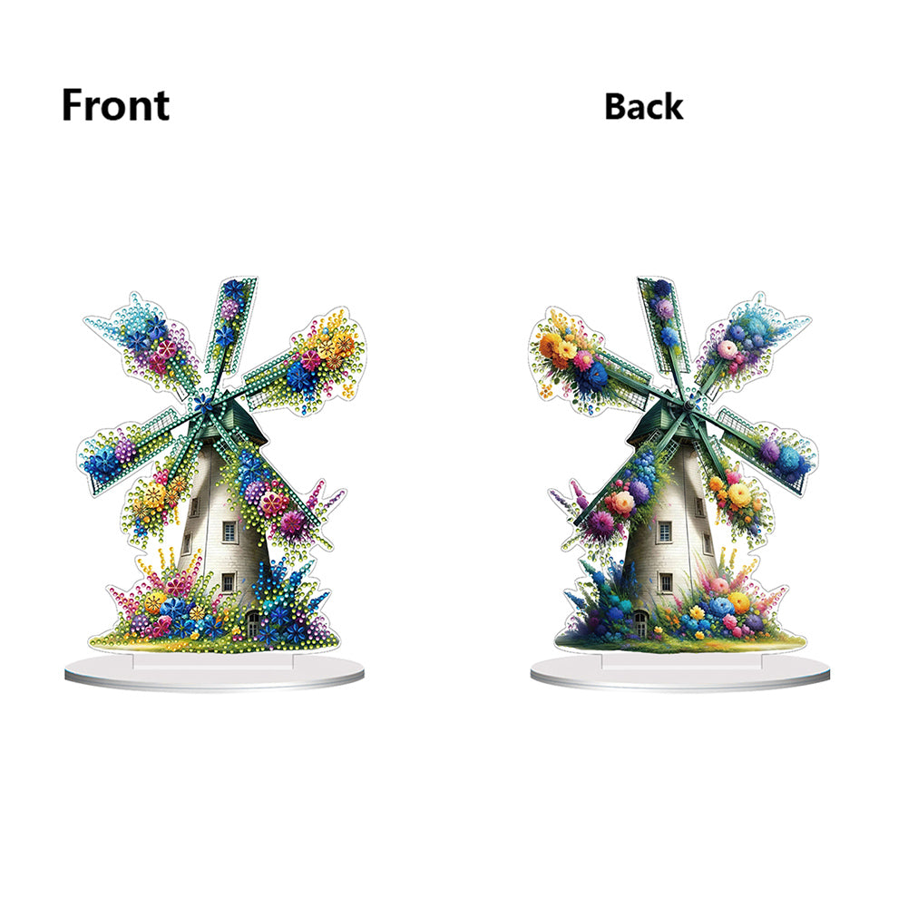 PVC Round Special Shaped Flower Windmill Diamond Painting Desktop Decorations